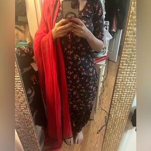 Black and red pure cotton suit brand new